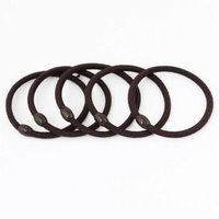 5 Pcs Elastic Dark Brown Ellipse Bead Ponytail Holder Hair Band