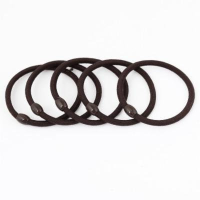 5 Pcs Elastic Dark Brown Ellipse Bead Ponytail Holder Hair Band