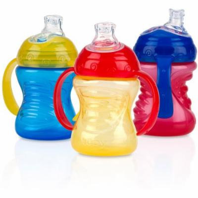 Nuby 3-Pack 8-oz 2 Handle Grip N' Sip Super Spout Trainer Cup, Boy, BPA-Free