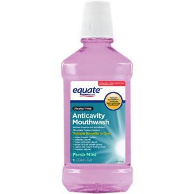 Equate Alcohol Free Fresh Mint Anticavity Mouthwash, 33.8 fl oz