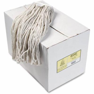 Boardwalk Premium White Cotton Cut-End Wet Mop Heads, 24oz, 12 ct