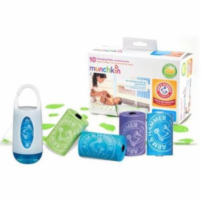 Munchkin Arm and Hammer Disposable Changing Pad - 10 Pack WITH Diaper Bag Dispenser, Colors May Vary PLUS 36 Refill Bags