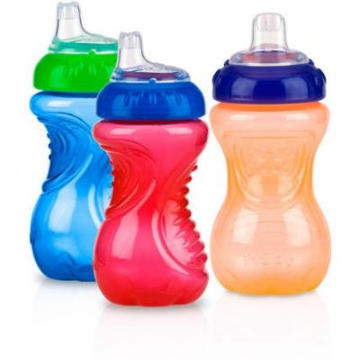 Nuby 3-Pack 10-oz No-Spill Gripper Cup with Soft Silicone Spout, Neutral, BPA-Free