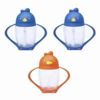 Lollacup Infant And Toddler Straw Cup, 3 Pack - Blue/Orange/Blue