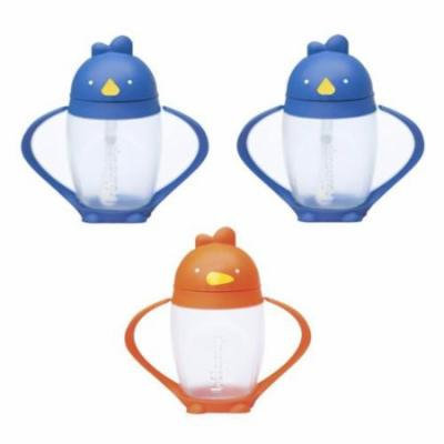 Lollacup Infant And Toddler Straw Cup, 3 Pack - Blue/Orange/Blue
