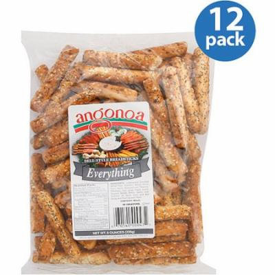 Angonoa Everything Deli-Style Breadsticks, 8 oz, (Pack of 12)