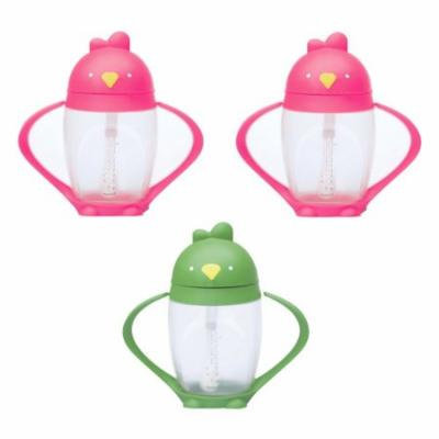 Lollacup Infant And Toddler Straw Cup, 3 Pack - Pink/Green/Pink