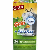 Glad ForceFlex OdorShield Tall Kitchen Drawstring Trash Bags, Gain Original, 13 Gallon, 34 Count