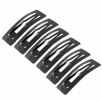 Lady Black Metal Rectangle Shaped Bendy Snap Hair Clips Hairpins 3 Pairs