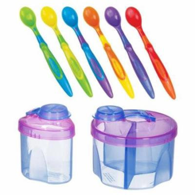 Munchkin Powdered Formula Dispenser Combo Pack with 6-Count Soft Tip Infant Spoons, Blue
