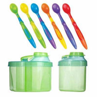 Munchkin Powdered Formula Dispenser Combo Pack with 6-Count Soft Tip Infant Spoons, Green