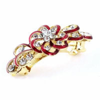 Flower Style Faux Rhinestone Inlaid Hairpin Hair Clip Barrette Red for Lady