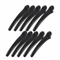 Women 10 Pcs Spring Loaded Alligator Teeth Hair Clips Black