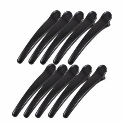 Women 10 Pcs Spring Loaded Alligator Teeth Hair Clips Black