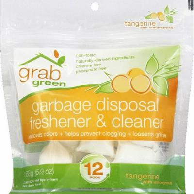 GrabGreen Tangerine with Lemongrass Garbage Disposal Freshener & Cleaner, 5.9 oz, (Pack of 12)