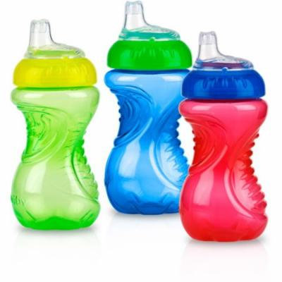 Nuby 3-Pack 10-oz No-Spill Gripper Cup with Soft Silicone Spout, Boy, BPA-Free