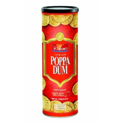 Truly Indian Red Chilli Poppadums, 4.2-Ounce Cans (Pack of 6)