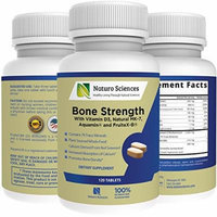 Calcium Bone Strength by Naturo Sciences, Contains Vitamin D3, FruiteX-B®, Aquamin®, MK-7, Bromelain, Magnesium and 74 Trace Minerals - Bone and Tissue Density, 120 Tablets