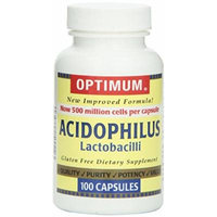Optimum Acidophilus Lactobacilli Capsules, 100 Count Pack of 12