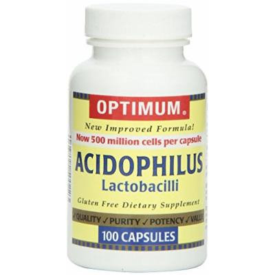 Optimum Acidophilus Lactobacilli Capsules, 100 Count Pack of 12