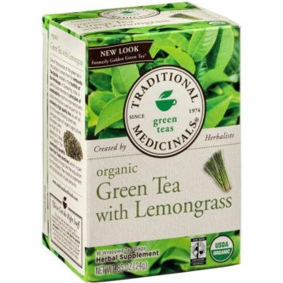 Traditional Medicinals Organic Green Tea with Lemongrass Herbal Supplement, 16 count, .85 oz, (Pack of 3)