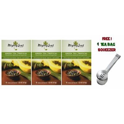 Mighty Leaf Tea , Green Tea Tropical ,(with FREE Tea Bag Squeezer) (3 Pack)