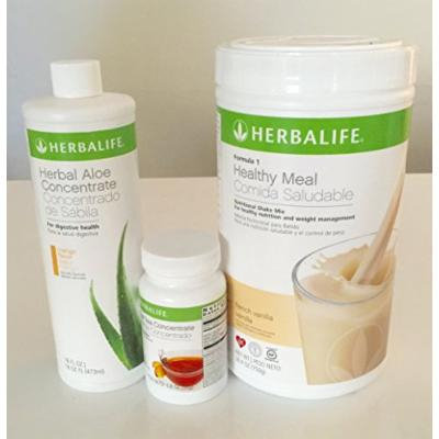 Herbalife Aloe Tea Shake Kit - Herbal Aloe Mango, Herbal Tea Concentrate, Formula 1 Vanilla shake