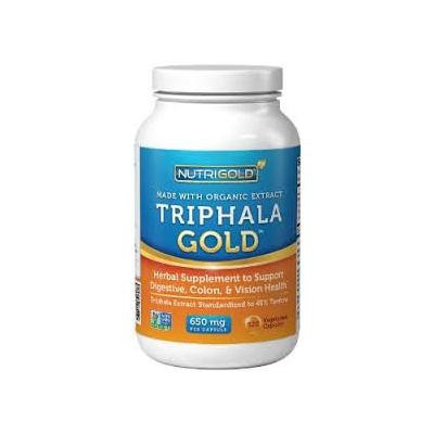 Organic Triphala GOLD 650mg 120 veg. capsules (Organic Triphala Extract for Detox, Cleansing, and Weight-Loss) + Complimentary Vitamin E Moisurizing Lip Balm