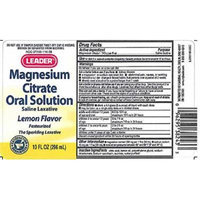 Leader Magnesium Citrate Liquid Lemon Flavor 10 oz per Bottle (3 Bottles)