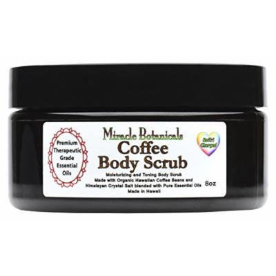 Miracle Botanicals Hawaiian Coffee Body Scrub - Premium Organic Coffee & Himalayan Crystal Salt Blended with Therapeutic Grade Essential Oils 8oz.