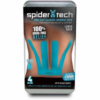 SpiderTech Low Back Spider Pre-Cut Elastic Sports Tape, Blue, 4 count