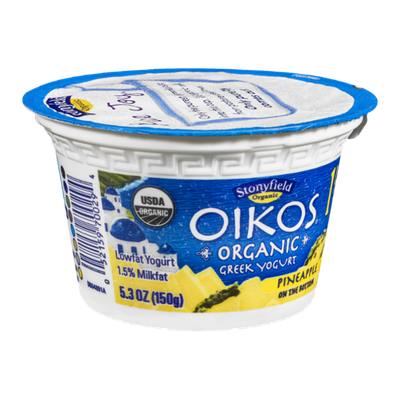 Stonyfield Organic Oikos Greek Lowfat Yogurt Pineapple on the Bottom