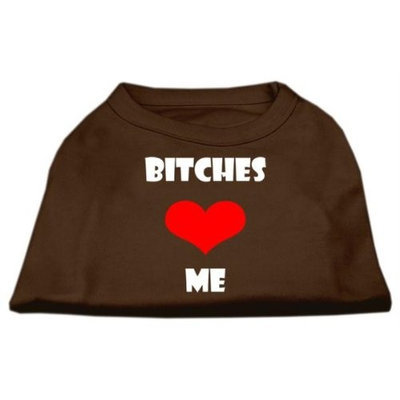 Ahi Bitches Love Me Screen Print Shirts Brown XS (8)