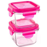 Wean Green Snack Cubes 7oz/210ml Baby Food Glass Containers - Raspberry (Set of 2)