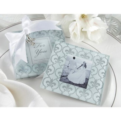 Kate Aspen Fleur-de-Lis Glass Photo Coasters 12-ct.
