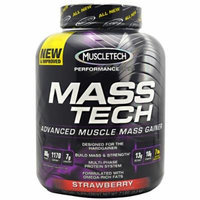 Mass Tech By MuscleTech, Weight Gainer, Strawberry 7lb