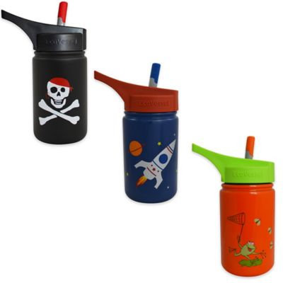Eco Vessel Bottles & Baby Dishware 13 oz. Scout Kids Bottle with Straw Top - Black with Pirate SCT400BP