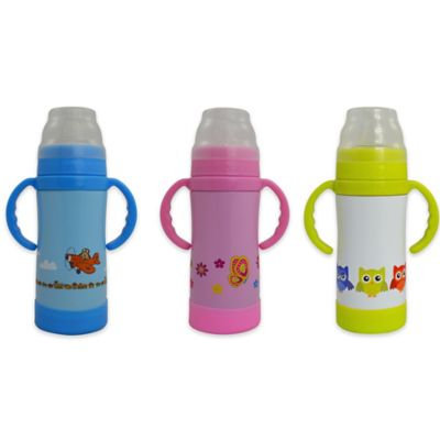 Eco Vessel The Insulated Sippy TriMax Triple Insulated Sippy Bottle with Nuk Spout Pink wi