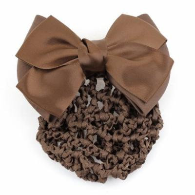 Coffee Color Bowknot Detail Hairnet Snood Net Hair Clip for Ladies