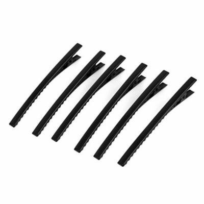 Metal Single Prong DIY Hairstyle Alligator Hair Clip Black 6pcs