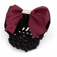 Elastic Band Burgundy Bow Detail Snood Net Hair Clip Hairnet Hairclip