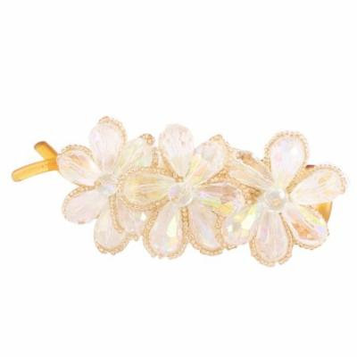 Lady White Crystal Flower Shaped Banana Barrette Hairbow Hairpin Hair Clips