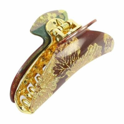 Spring Loaded Dark Brown Plastic Hair Claw Clip Head Ornament for Ladies