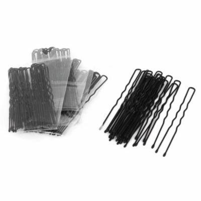 100 Pcs Black Metal Single Prong U Shaped Hair Pin DIY Hairstyle Clips for Women