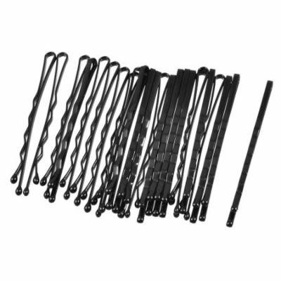 Woman Girl Single Prong Black Metal Hair Grips Pins Clips 24 Pcs