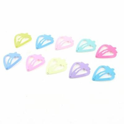 Women Colorful Metal Strawberry Shape Bendy Snap Hair Clips Hairpins 10 Pcs