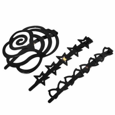 3Pcs Lady Stars Flower Shape Bobby Pins Hair Clips Black
