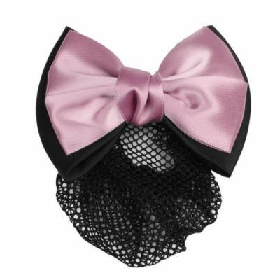 Airline Stewardess Nurse Bowknot Decor Hair Snood French Barrette Black Pink