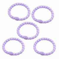 Lavender Beaded Accent Elastic Bands Hair Tie Ponytail Holders 5 Pcs