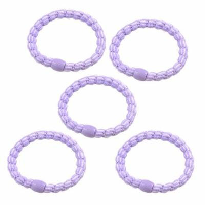 Lavender Beaded Accent Elastic Bands Hair Tie Ponytail Holders 5 Pcs